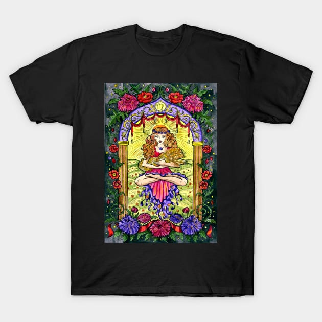 Virgo (Mother Earth). Zodiac Design. T-Shirt by Mystic Arts